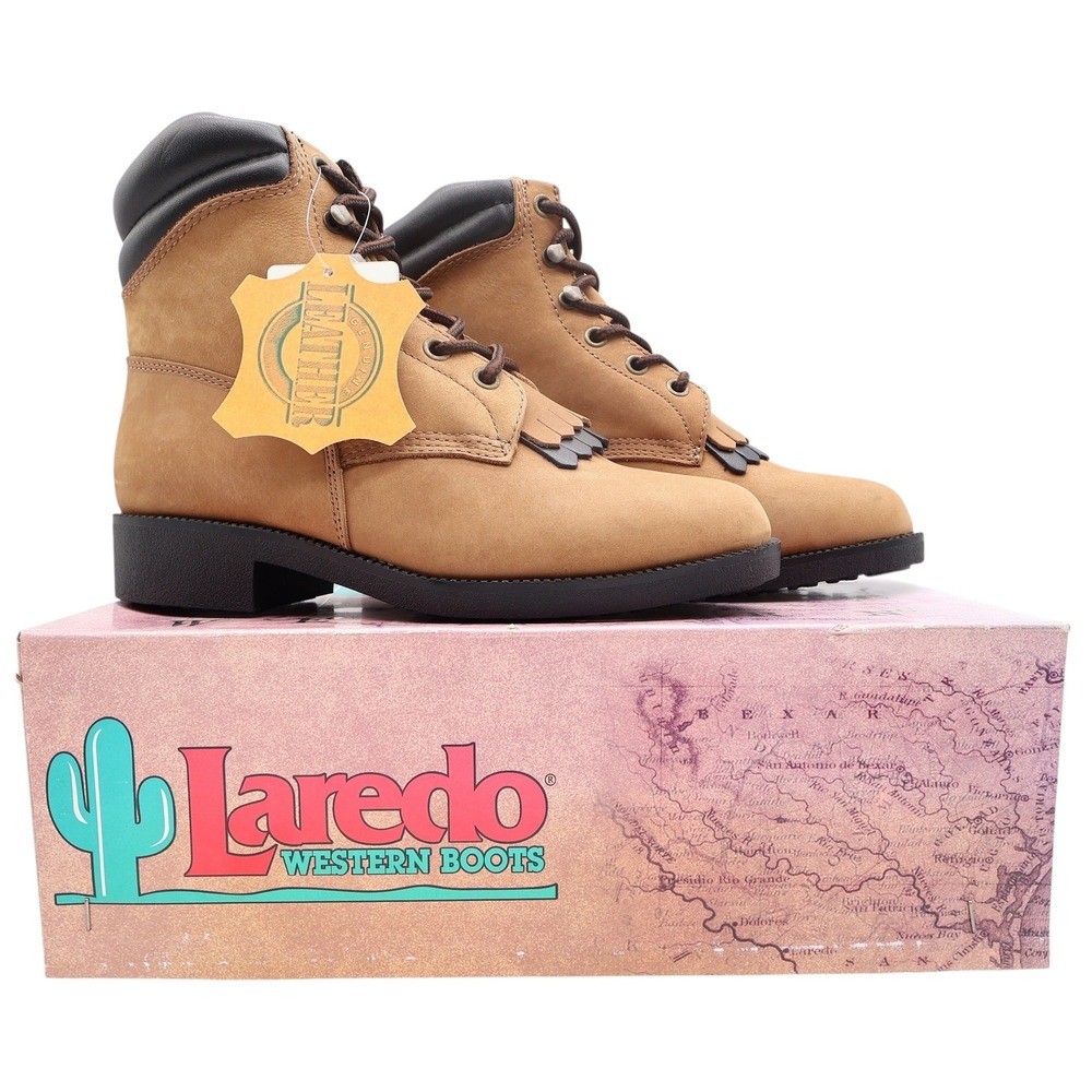 Laredo Y2K Kiltie Western Boots Women 7 Tan Leather New